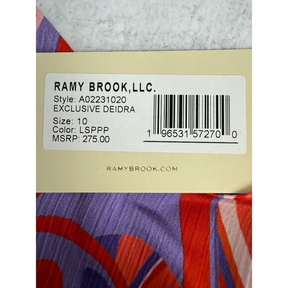 NWT Ramy Brook Deidra Women's Swirl-Print Cropped Top Retro‎ Purple/Red Sz Multi - Picture 6 of 11